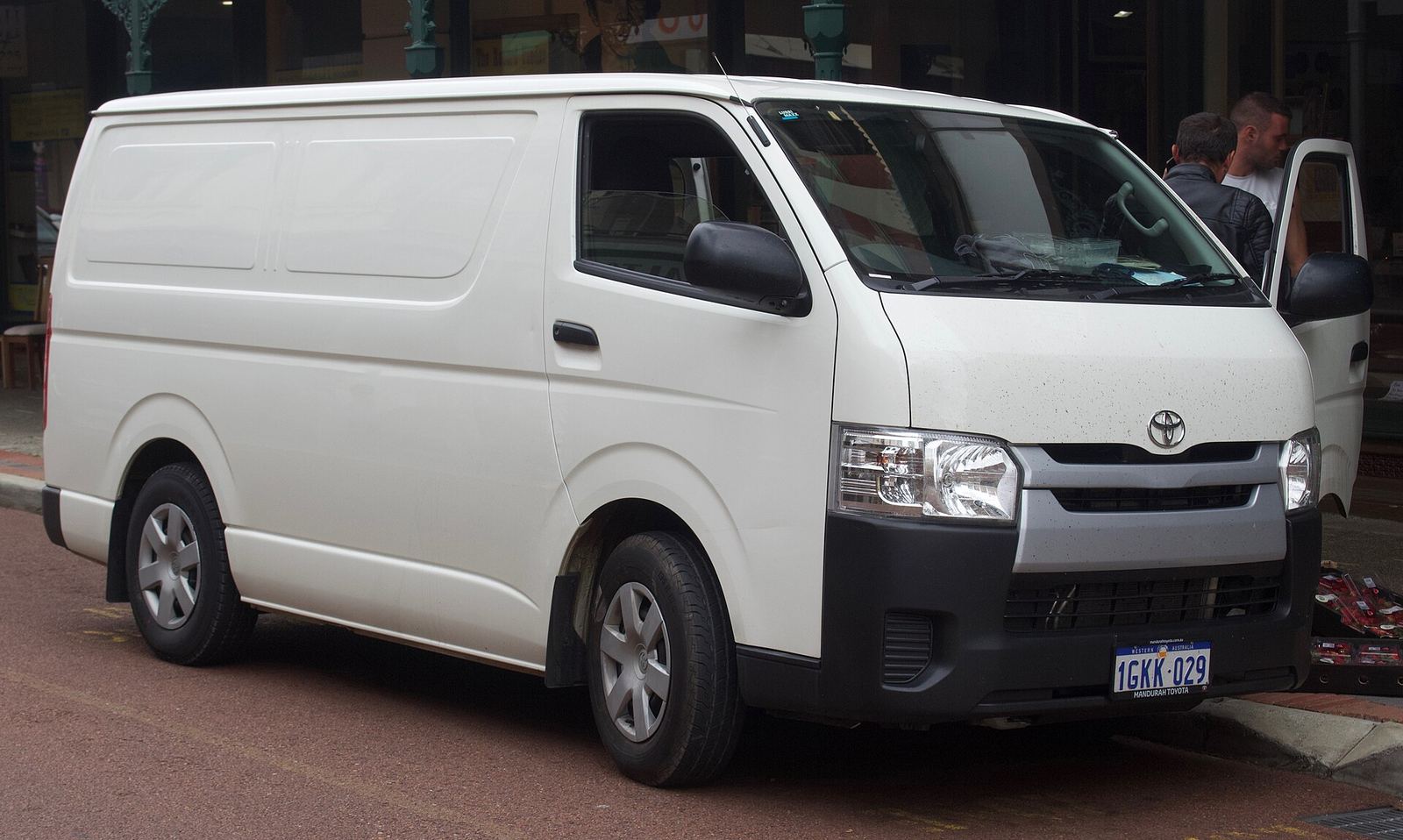 A Toyota HiAce long-wheelbase van