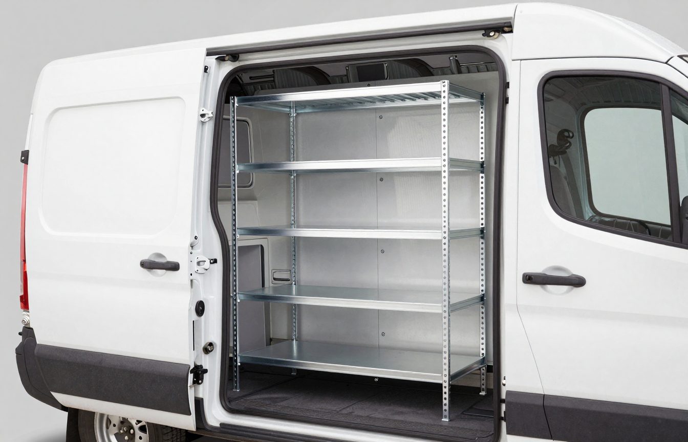 Inside an empty white cargo van